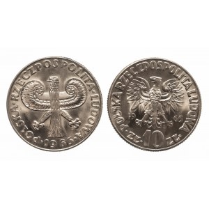 Polska, PRL 1944-1989, zestaw 2 monet 10 złotych 1965, Kopernik, Kolumna Zygmunta.