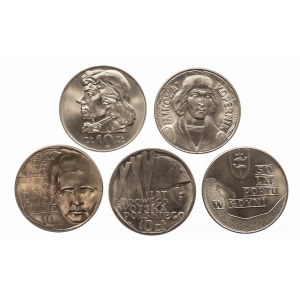Polska, PRL 1944-1989, zestaw 5 monet 10 złotych.
