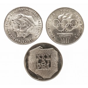 Polska, PRL 1944-1989, zestaw 3 monet 200 złotych. Srebro.