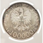 Polska, Rzeczpospolita od 1989 roku, 100000 złotych 1990, Solidarność Typ A. NGC MS 65.