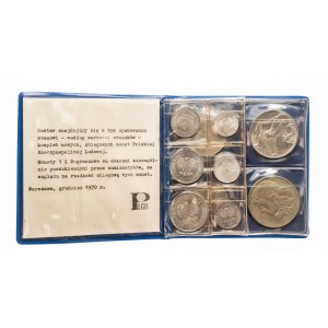Polska, PRL 1944-1989, PKO - zestaw monet obiegowych 1949-1970 w albumiku.