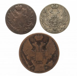 Zabór Rosyjski, Mikołaj I 1825-1855, zestaw 3 monet, Warszawa.