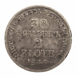 Polska, Zabór rosyjski, Mikołaj I 1826-1855, 2 złote / 30 kopiejek 1840 MW, Warszawa.