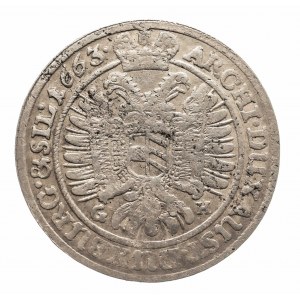Śląsk, Śląsk pod panowaniem habsburskim - Leopold I 1657-1705, 15 krajcarów 1663 GH, Wrocław.