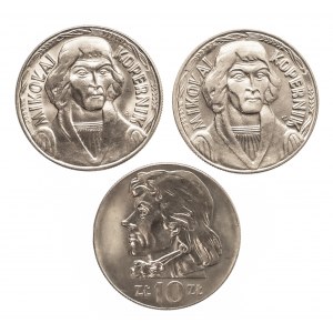 Polska, PRL 1944-1989, zestaw 3 monet 10 złotych.