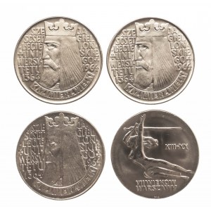 Polska, PRL 1944-1989, zestaw 4 monet dużych 10 złotych.