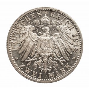 Niemcy, Cesarstwo Niemieckie 1871-1918, Wirtembergia, Wilhelm II 1891-1918, 2 marki 1912 F, Stuttgart.
