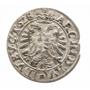 Śląsk, Śląsk pod panowaniem habsburskim - Ferdynand II 1619 - 1637, 3 krajcary 1628 HR, Wrocław.
