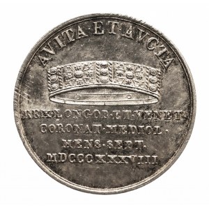 Włochy - Królestwo Lombardii i Wenecji, Ferdynand I 1835 - 1848, 1/2 liry 1838, koronatka.