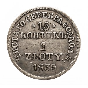 Polska, Zabór rosyjski, Mikołaj I 1826-1855, 15 kopiejek / 1 złoty 1835 MW, Warszawa