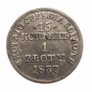 Polska, Zabór rosyjski, Mikołaj I 1826-1855, 15 kopiejek / 1 złoty 1837 MW, Warszawa
