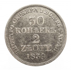 Polska, Zabór rosyjski, Mikołaj I 1826-1855, 2 złote / 30 kopiejek 1839 MW, Warszawa