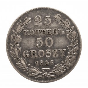 Polska, Zabór rosyjski, Mikołaj I 1825-1855, 25 kopiejek, 50 groszy 1846 MW, Warszawa.