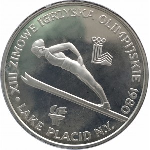 Polska, PRL 1944-1989, 200 złotych 1980, XIII Zimowe Igrzyska Olimpijskie Like Placid 1980 - ze zniczem, srebro