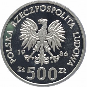 Polska, PRL 1944-1989, 500 złotych 1986, XIII Mistrzostwa Świata w Piłce Nożnej - Meksyk 1986, srebro