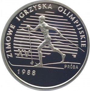 Polska, PRL 1944-1989, 1000 złotych 1987, XV Zimowe Igrzyska Olimpijskie 1988, próba, srebro