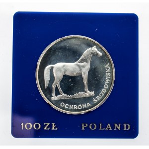 Polska, PRL 1944-1989, 100 złotych 1981, Ochrona środowiska - Koń, srebro
