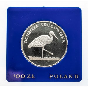 Polska, PRL 1944-1989, 100 złotych 1982, Ochrona Środowiska - Bocian, srebro
