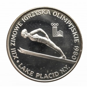 Polska, PRL 1944-1989, 200 złotych 1980, XIII Zimowe Igrzyska Olimpijskie Like Placid 1980 - bez znicza, srebro