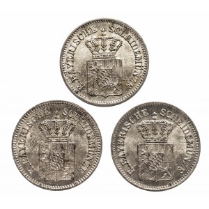 Niemcy, Bawaria, zestaw 3 monet 1 krajcar.
