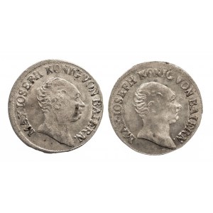 Niemcy, Bawaria, zestaw 2 monet 1 krajcar 1825.