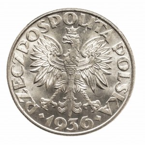 Polska, II Rzeczpospolita 1918-1939, 2 złote 1936 Żaglowiec, Warszawa.