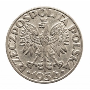 Polska, II Rzeczpospolita 1918-1939, 2 złote 1936, Żaglowiec, Warszawa.