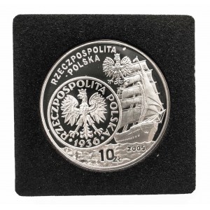 Polska, Rzeczpospolita od 1989 roku, 10 złotych 2005, Warszawa, Dzieje złotego - 5 złotych 1936 żaglowiec