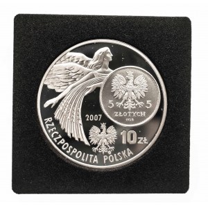 Polska, Rzeczpospolita od 1989 roku, 10 złotych 2007, Warszawa, Dzieje złotego - 5 zł z 1928 Nike