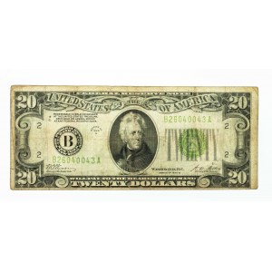 Stany Zjednoczone Ameryki (USA), Federal Reserve Note - New York, 20 dolarów 1928 B