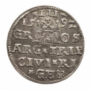 Polska, Zygmunt III Waza 1587-1632, trojak 1592, Ryga.