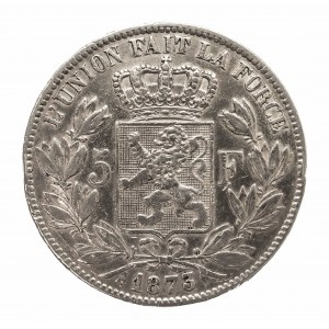 Belgia, Leopold II 1865-1909, 5 franków 1873, Bruksela