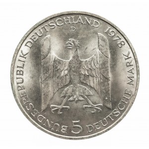 Niemcy, Republika Federalna, 5 marek 1978 D, Monachium, 100. rocznica urodzin Gustawa Stresemana