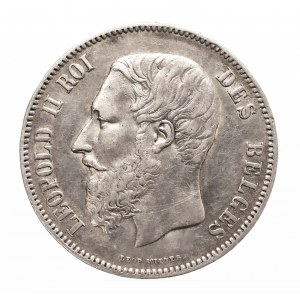 Belgia, Leopold II 1865-1909, 5 franków 1869, Bruksela