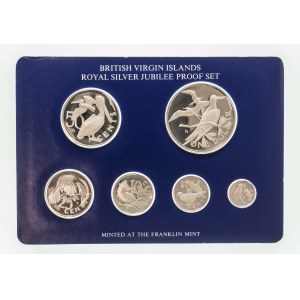 Brytyjskie Wyspy Dziewicze Set 1 cent - 1 dolar 6szt 1977 Ptaki Ag925