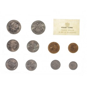 Polska, PRL 1944-1989, oficjalny zestaw monet obiegowych 1975, blister