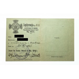 Polska, II Rzeczpospolita 1918-1939, legitymacja do odznaki „Pamiątkowy Krzyż Z. T. U. P. Wlkp. 1918/19 r.”.