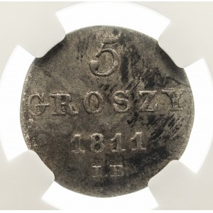 Księstwo Warszawskie 1807-1815, 5 groszy 1811 I.B. Warszawa, NGC AU53.