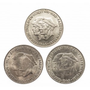 Polska, PRL 1944-1989, 200 złotych 1975, XXX rocznica Zwycięstwa nad Faszyzmam, Warszawa, zestaw 3 szt.