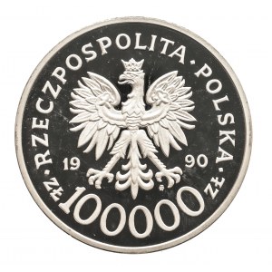 Poland, the Republic since 1989, 100000 zloty 1990, Solidarity, fat