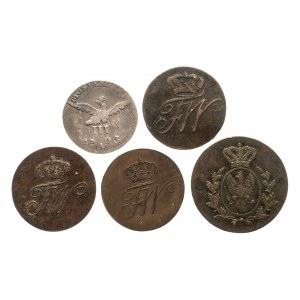 Niemcy, Prusy, Prusy Zachodnie, zestaw ciekawych drobnych monet z pocz. XIX w.