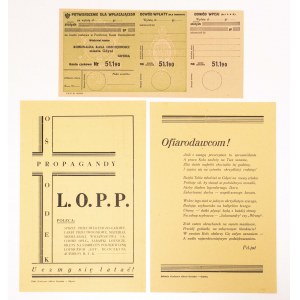 II RP, zestaw: czek, reklama LOPP Gdynia.