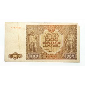 Polska, PRL (1944 - 1989), 1000 ZŁOTYCH 15.01.1946, seria F.