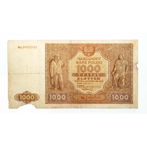 Polska, PRL (1944 - 1989), 1000 ZŁOTYCH 15.01.1946, seria Wb. zastępcza.