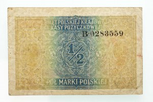 Generalne Gubernatorstwo Warszawskie, pół marki polskiej 9.12.1916, Generał, Seria B.