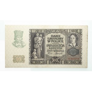 Polska, Generalna Gubernia (1940 - 1941), 20 złotych 1.03.1940, seria O.