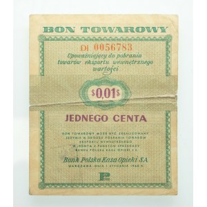 Pewex, 1 cent 1.01.1960, odmiana z klauzulą, seria DI.