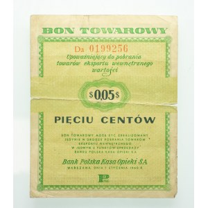 Pewex, 5 Cents 1.01.1960, Sorte mit Klausel, Serie Da.
