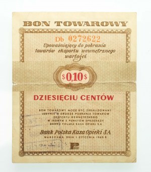 Pewex, 10 centów 1.01.1960, odmiana z klauzulą, seria Db.