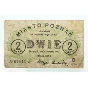 Polska, Miasto Poznań, 2 marki 4.11.1919, seria B.